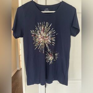 J. Crew Navy Collector Tee with Embellished Burst-Women Medium NWT